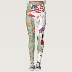 Modern Unik design World kartor USA Traveler Leggings