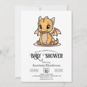 Modern unik digital drak-babyshower inbjudningar