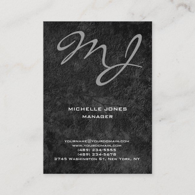 Modern unik grått-professionell-monogram visitkort (Framsida)