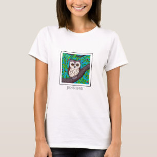 Modern unik söt uggla monogram namn t shirt