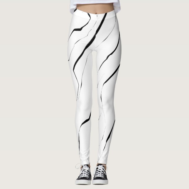 Modern unik svart vit marmor Mönster Leggings (Framsida)