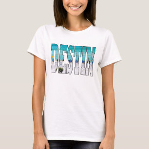 Modern unik typografi för Destin strandfoto T-shirt