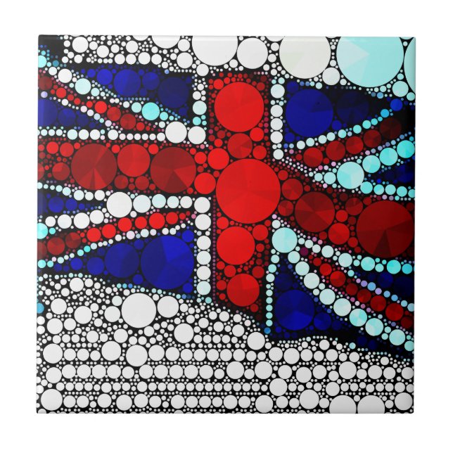 Modern Union Jack British Flagga Kakelplatta (Framsidan)