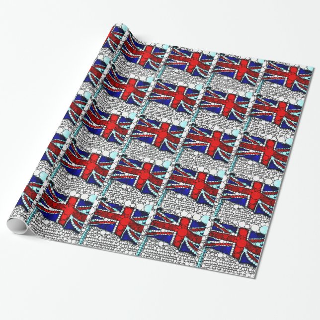 Modern Union Jack British Flagga Presentpapper (Utrullad)