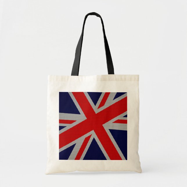 Modern Union Jack on Carbon Fiber Stil Print Tygkasse (Framsidan)