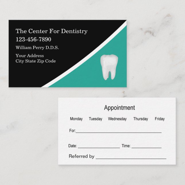 Modern Unique Dentist Appointment Business Cards Visitkort (Fram/baksida)