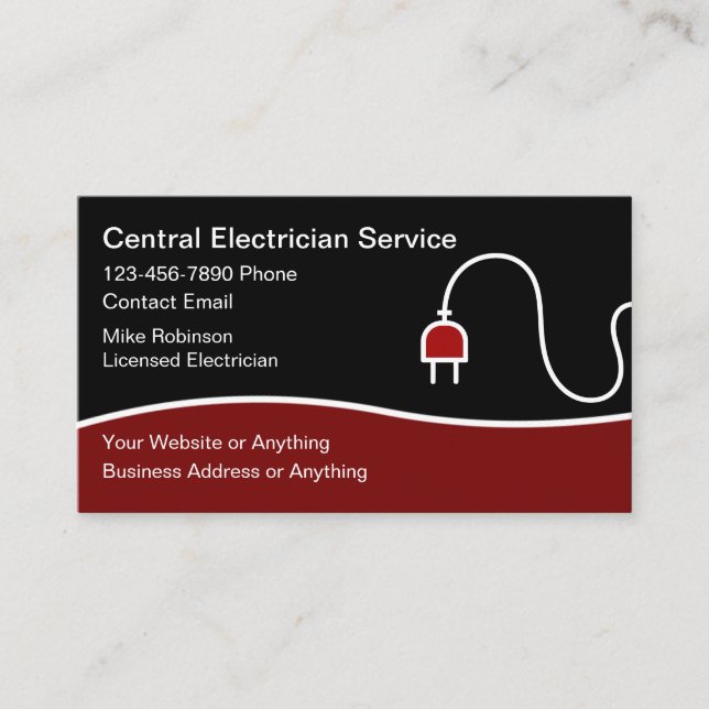 Modern Unique Electrician Business Cards Visitkort (Framsida)