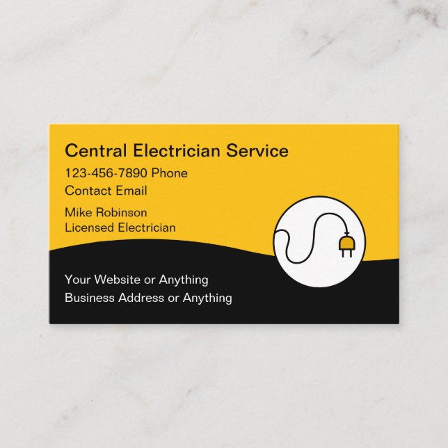Modern Unique Electrician Business Cards Visitkort (Framsida)