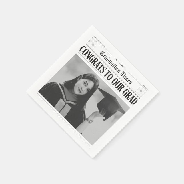 Modern unique funny photo newspaper graduation pappersservett (Hörn)