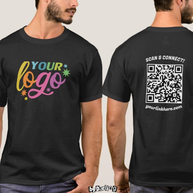 Modern Unisex, Modern Unisex för QR-Logotyp på fra T Shirt (Custom Logo Front & Back QR Code Modern Unisex T-Shirt)