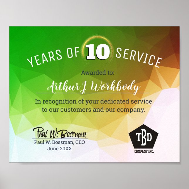 Modern universell årsdag för anställda i ansiktet poster (Framsidan)