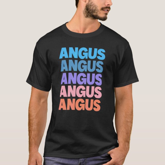 Modern Upprepad Text Angus T Shirt (Framsida)