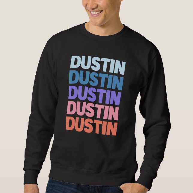 Modern Upprepad Text Dustin Lång Ärmad Tröja (Framsida)