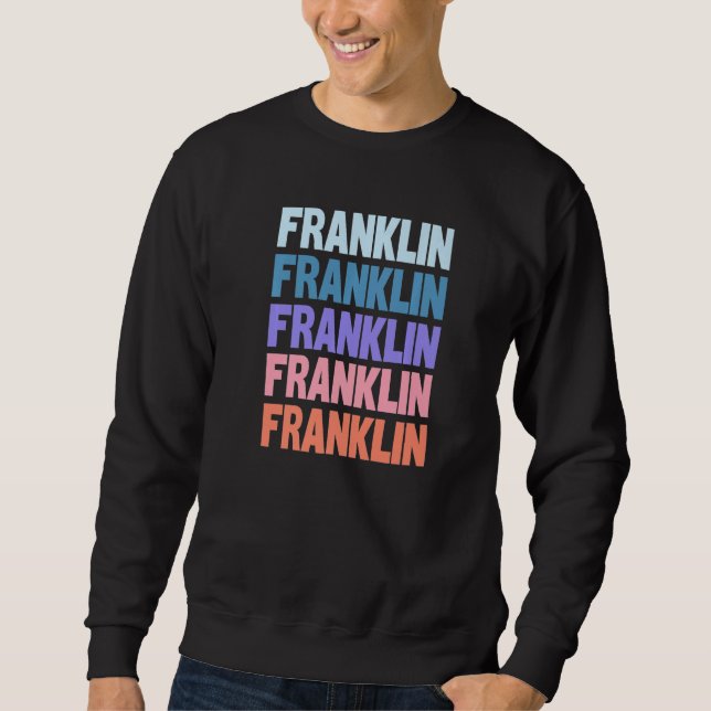 Modern Upprepad Text Franklin Lång Ärmad Tröja (Framsida)