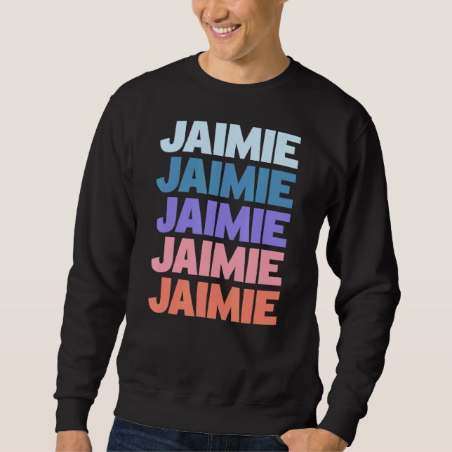 Modern upprepad text-jaimie lång ärmad tröja (Framsida)