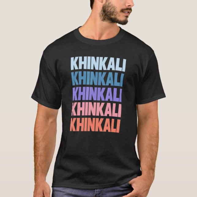Modern upprepad text Khinkali Georgia T Shirt (Framsida)