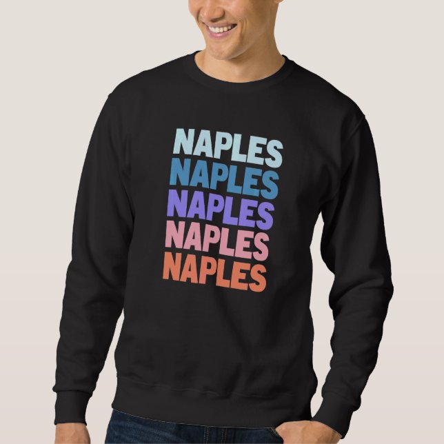 Modern Upprepad Text Neapel Lång Ärmad Tröja (Framsida)