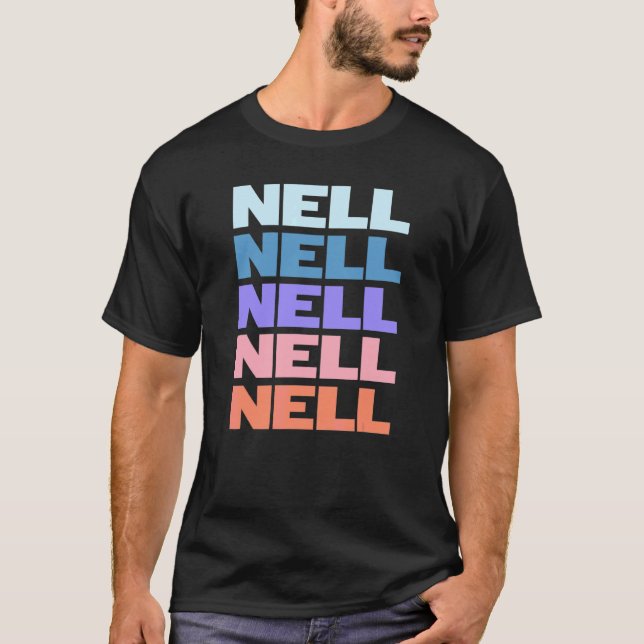 Modern Upprepad Text Nell T Shirt (Framsida)