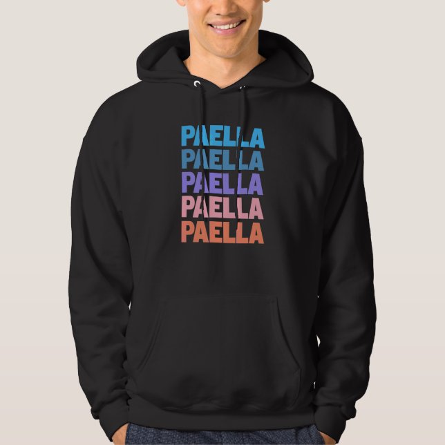 Modern Upprepad Text Paella Spanien Hoodie (Framsida)