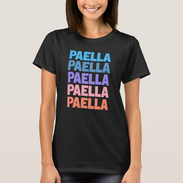 Modern Upprepad Text Paella Spanien T Shirt (Framsida)