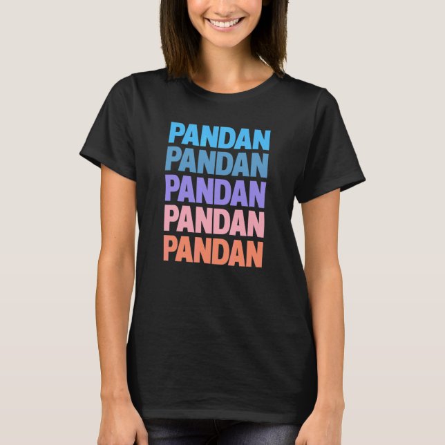 Modern Upprepad Text Pandan T Shirt (Framsida)