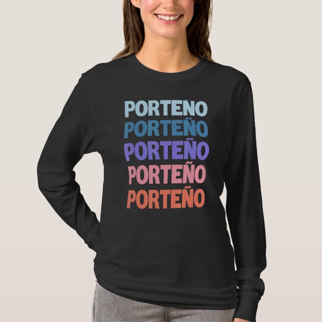 Modern upprepad text Porteño Buenos Aires T Shirt (Framsida)