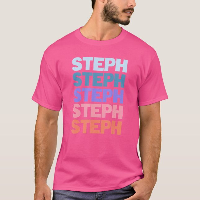 Modern upprepad text, steph t shirt (Framsida)