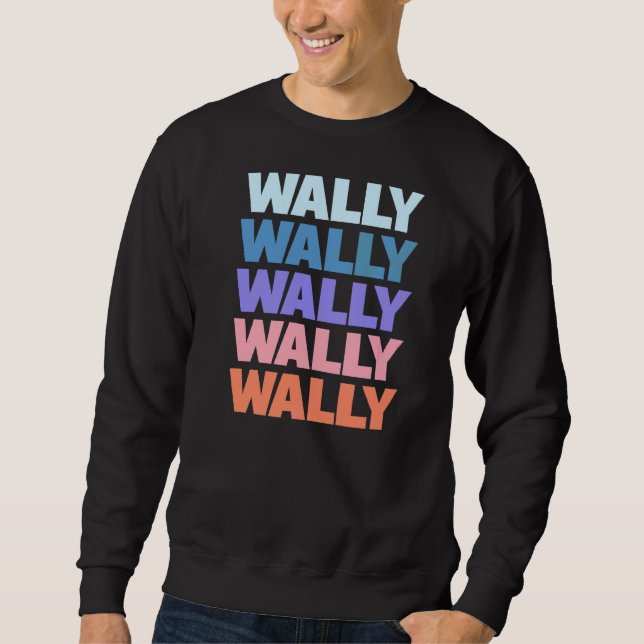 Modern upprepad text Wally Lång Ärmad Tröja (Framsida)