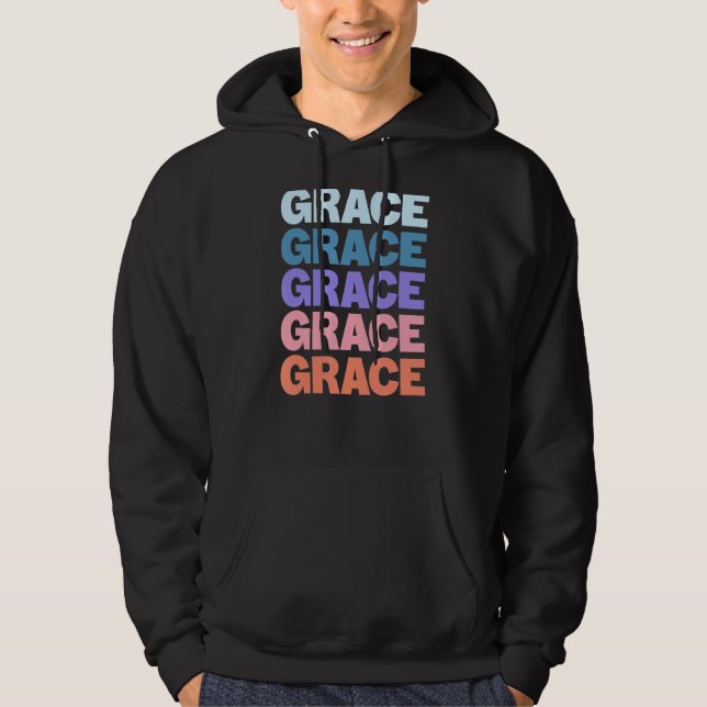 Modern upprepad textlagring hoodie (Framsida)