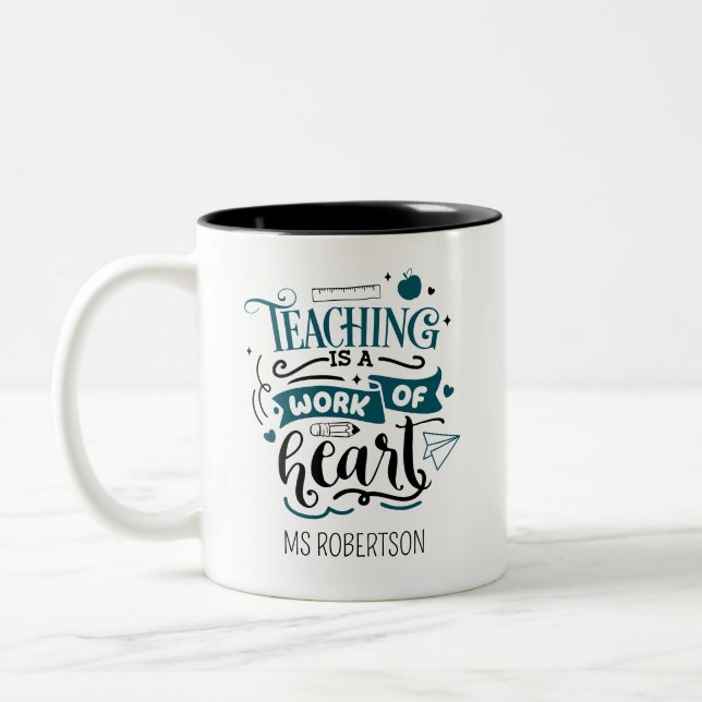 Modern uppskattningsgåva från Typography Teacher Två-Tonad Mugg (Vänster)
