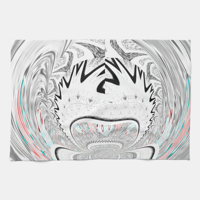 Modern Urban Ash Grått Flora Abstrakt Mönster Art Kökshandduk (Horisontell)