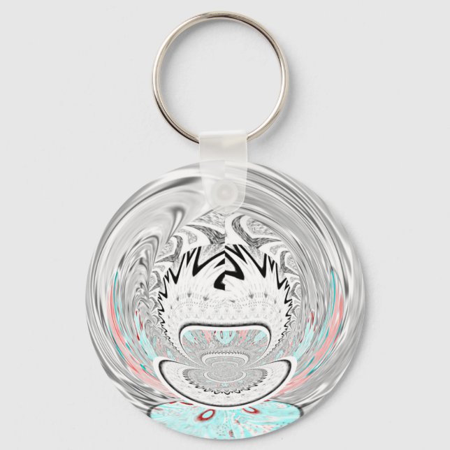 Modern Urban Ash Grått Flora Abstrakt Mönster Art Nyckelring (Framsida)