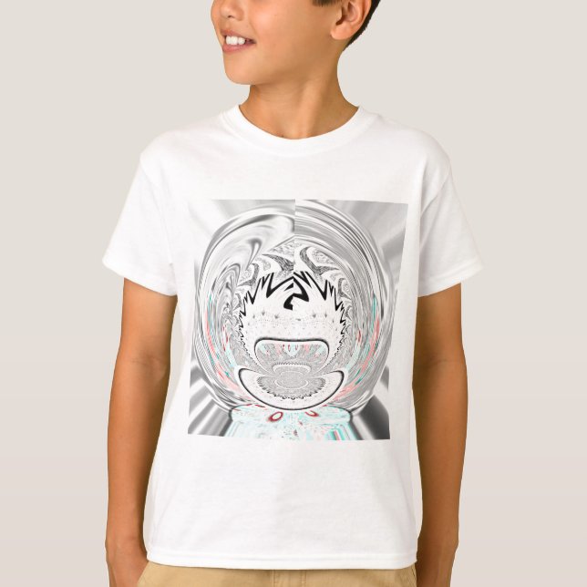 Modern Urban Ash Grått Flora Abstrakt Mönster Art T-shirt (Framsida)