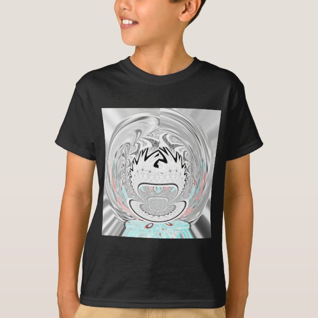 Modern Urban Ash Grått Flora Abstrakt Mönster Art Tee Shirt (Framsida)