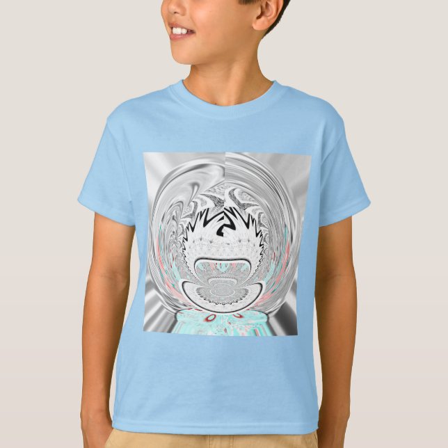 Modern Urban Ash Grått Flora Abstrakt Mönster Art Tee Shirt (Framsida)