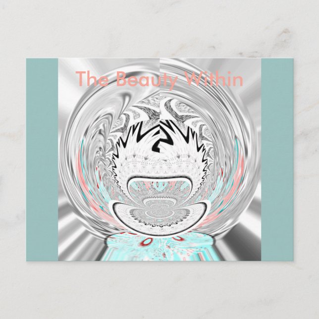 Modern Urban Ash Grått Flora Abstrakt Mönster Art Vykort (Framsida)