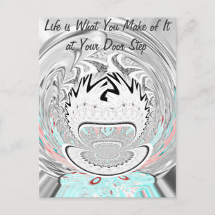 Modern Urban Ash Grått Flora Abstrakt Mönster Art Vykort