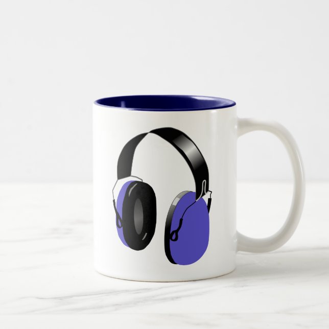 MODERN URBAN BLUE MUSIC HEADPHONES DESIGN Två-Tonad MUGG (Höger)