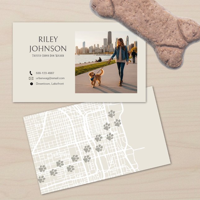 Modern Urban Dog Walker Business Card Visitkort (Skapare uppladdad)