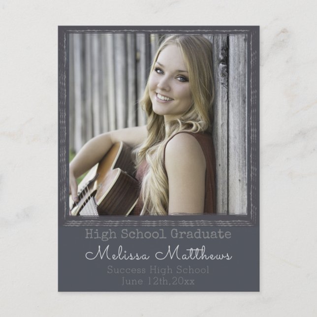 Modern urban fotoram för examenshälsning meddelande vykort (Framsida)