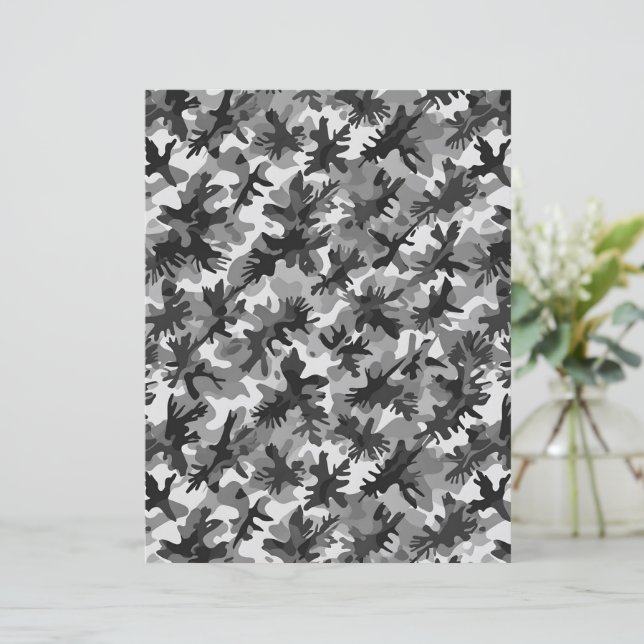 Modern Urban Grå Svart och Vit Kamouflagepapper (Stående Fram)