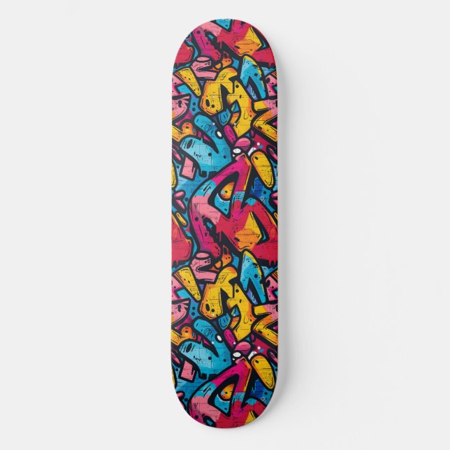 Modern Urban Graffiti Grunge Mönster Skateboard (Framsida)
