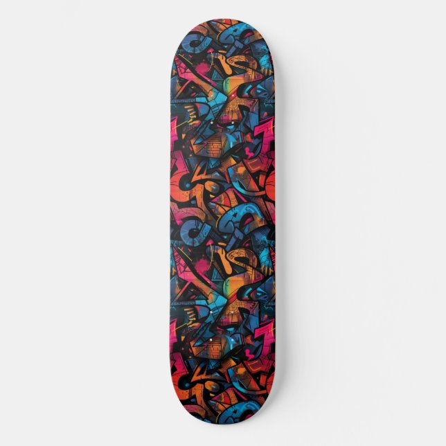 Modern Urban Graffiti Grunge Mönster Skateboard (Framsida)