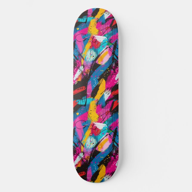 Modern Urban Graffiti Grunge Mönster Skateboard (Framsida)