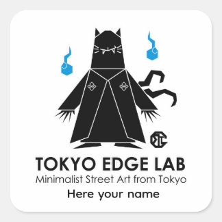 Modern Urban Japansk Nekomata - Tokyo Edge Lab Fyrkantigt Klistermärke
