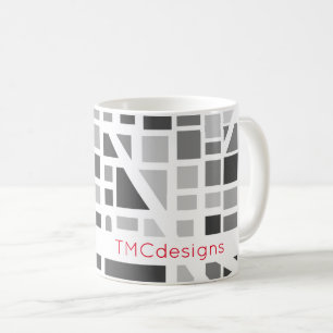 Modern Urban Karta Black White Grått Office Namn Kaffemugg