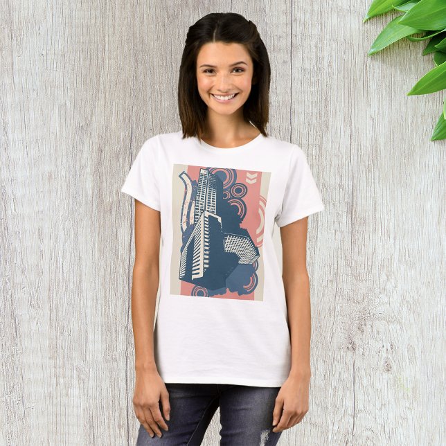 Modern Urban Siluett Pop Art T Shirt (Skapare uppladdad)