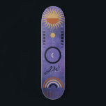 Modern urbaniserad Lila Sol stjärna Rainbow Girly Mini Skateboard Bräda 18,5 Cm<br><div class="desc">Stadsstadens lila är gigantiskt utformad för dem som kärlek ska komma ombord och slåare trottoaren,  sidepromenaden eller halva rören. Kelestiskt tema med måne,  regnbåge sol och stjärnor. Monogrammed inledande påfyllning av en personlig beröring på däcket.</div>