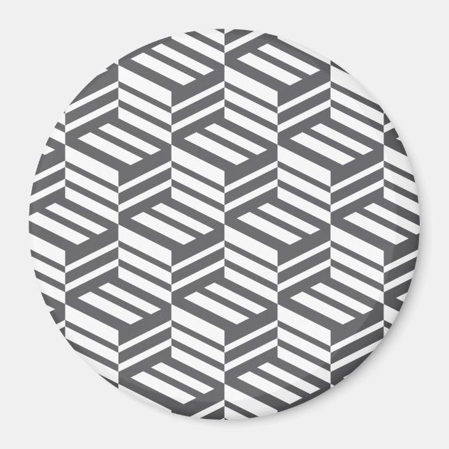 Modern, urbant, dynamisk, vågad geometrisk kub mön magnet (Framsidan)