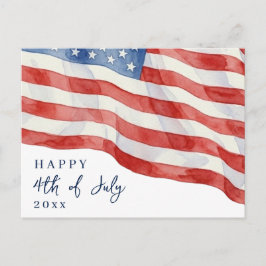 Modern USA Akvarell Flagga 4:e Juli Patriotisk Vykort